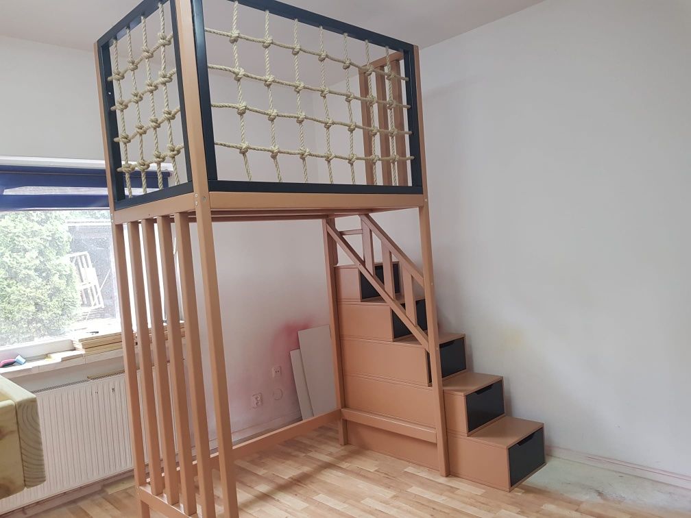 Łóżko na antresoli z siatka jutowa 80x160