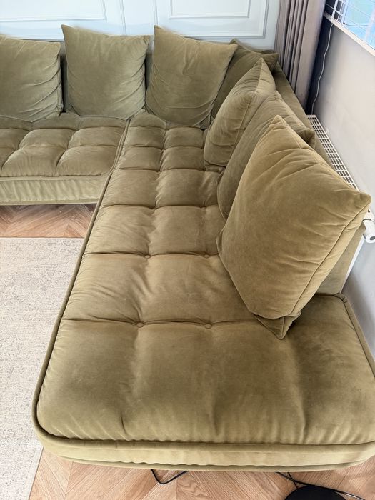 Narożnik Befame Belavio oliwkowy 245x288 velvet SET 1