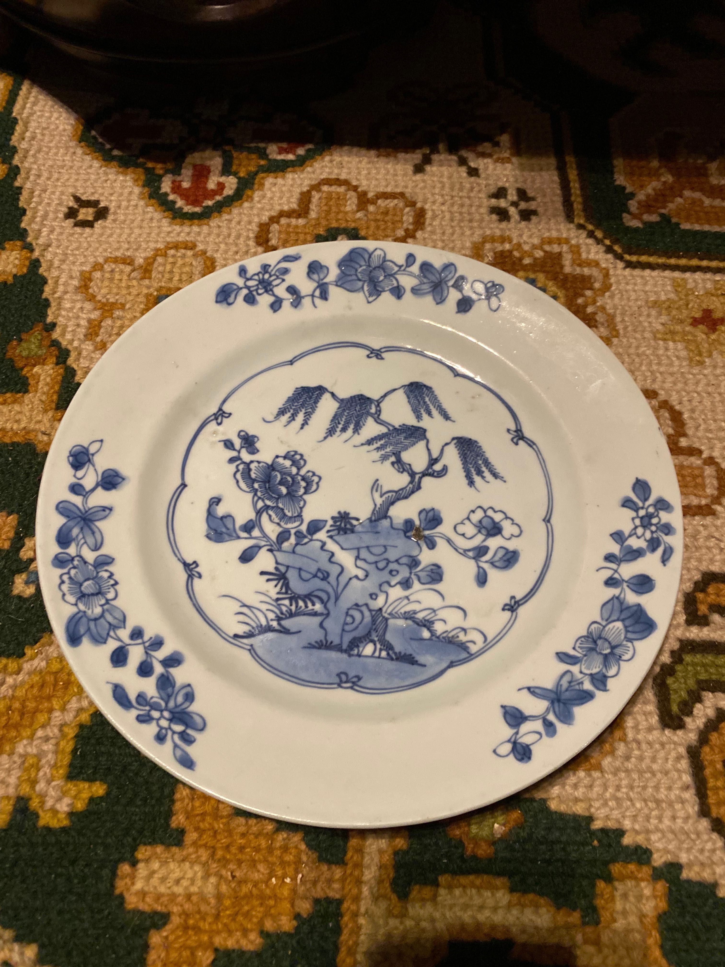 Prato porcelana Chinesa Companhia das índias Séc XVIII 24 cm
