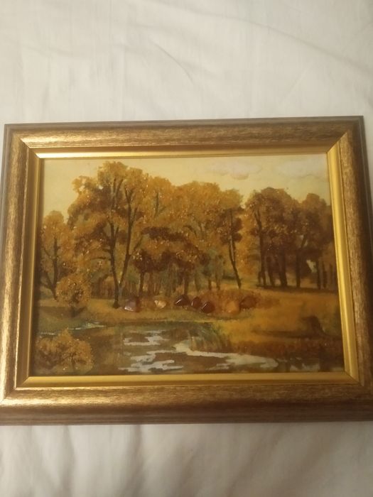 Янтарная картина с биркой 21смх26 см