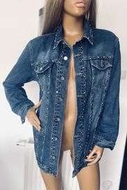 MISSGUIDED długa kurtka jeansowa 34 XS bluza katana