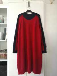 Sukienka sweterkowa czerwono grataowa jak Tommy Hilfiger 48/50