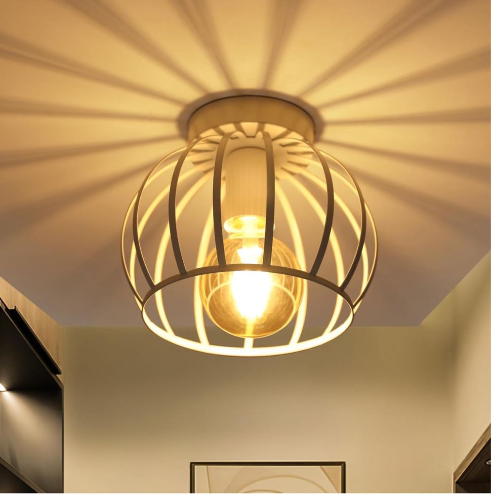 Lampa Sufitowa Biała Lampa Retro Vintage