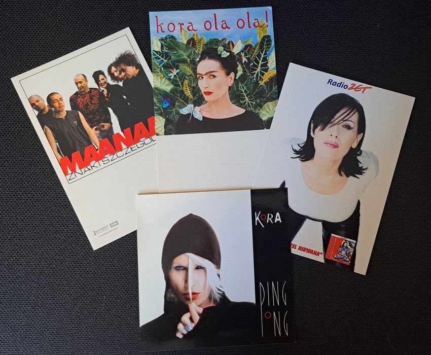 Kora Jackowska, Maanam - 3 unikalne pocztówki i naklejka.
