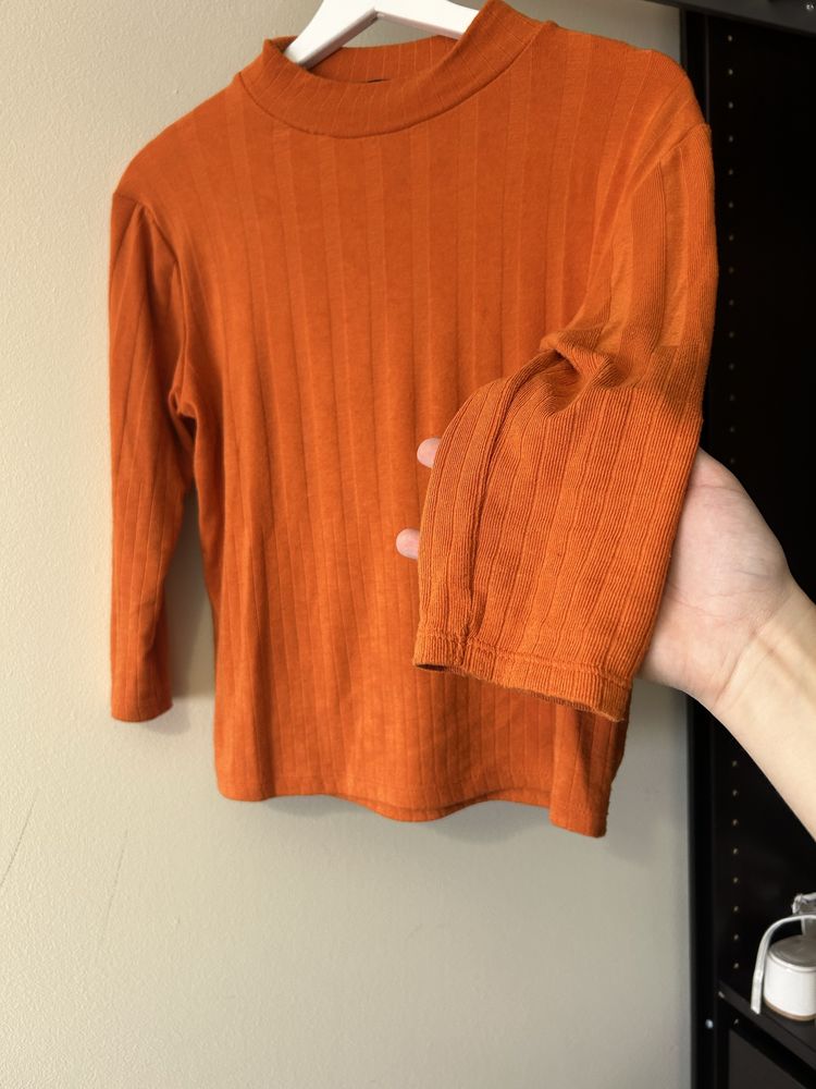 Camisola manga 3/4 meia gola laranja stradivarius
