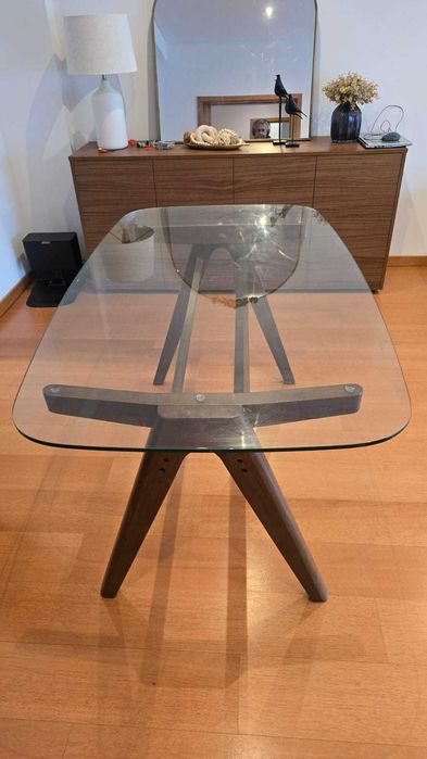 Mesa de Jantar Kenay Home - Tampo de Vidro 4 lugares