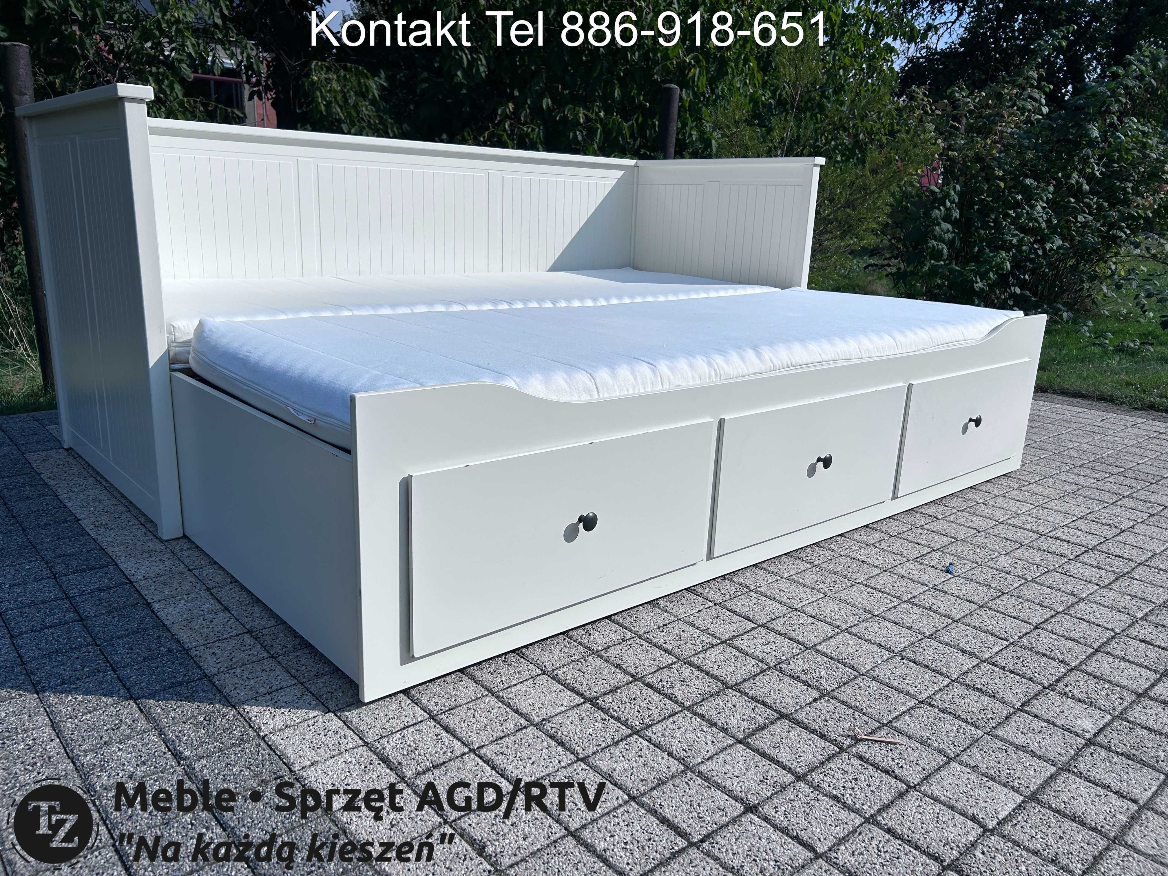 IKEA HEMNES Łóżko Leżanka z 3 szufladami, 2 materace, białe Transport