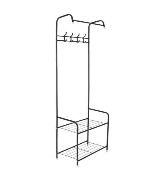 Підлогова стійка вішалка для одягу та взуття з полицями Полка Вешалка