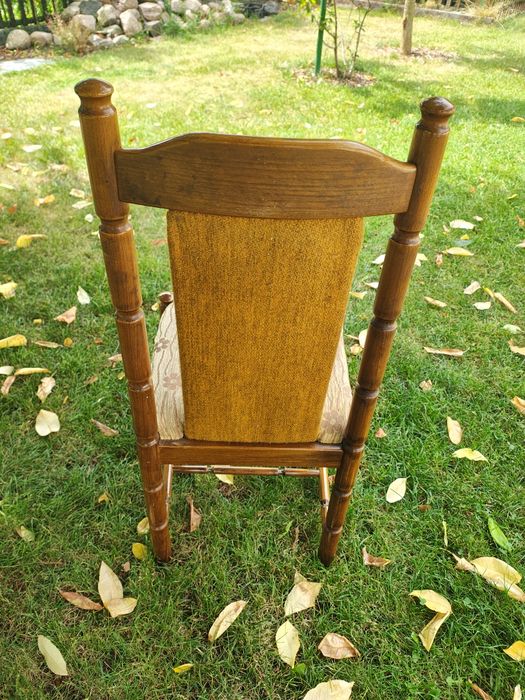 Krzesła - Vintage Retro Zestaw 6 krzeseł drewiane  PRL tapicerowane