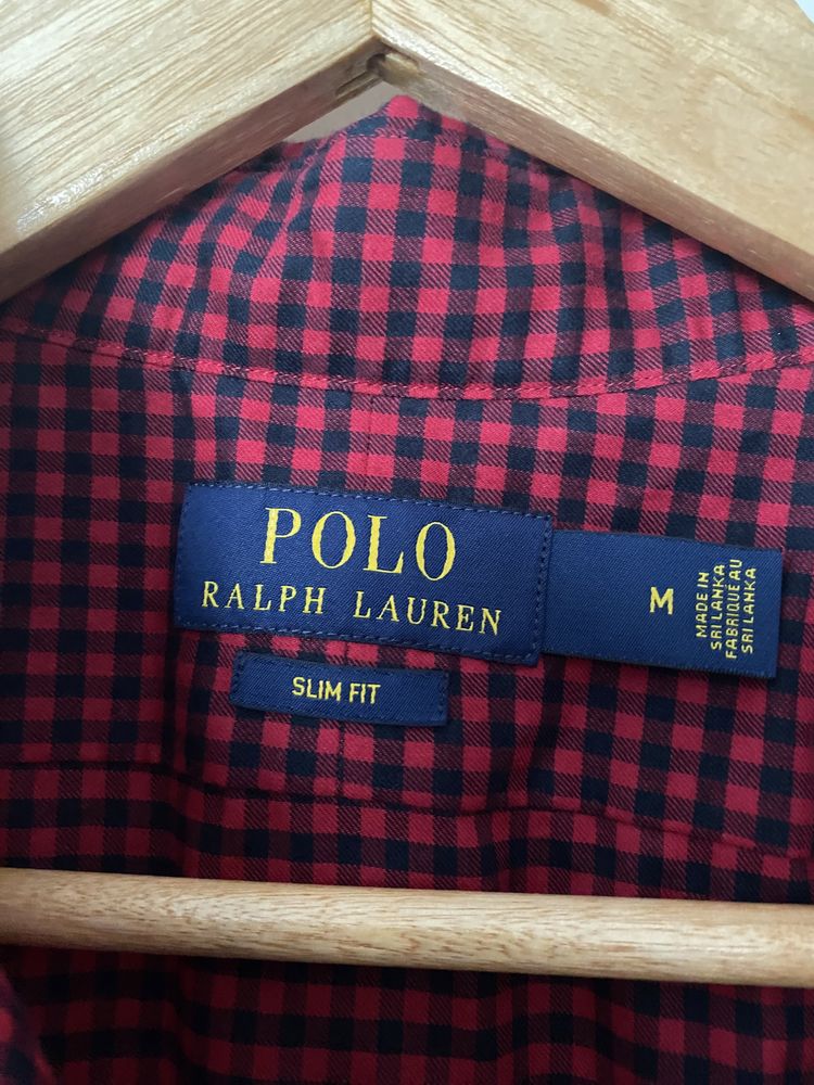 Koszula męska Ralph Lauren w kratę nowa slim fit M czerwona czarna