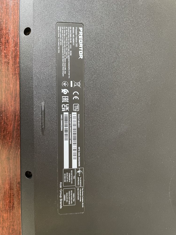 Ноутбук Acer Predator Helios 300/17.3"/i5-11400/32ГБ/2ТБ/3070