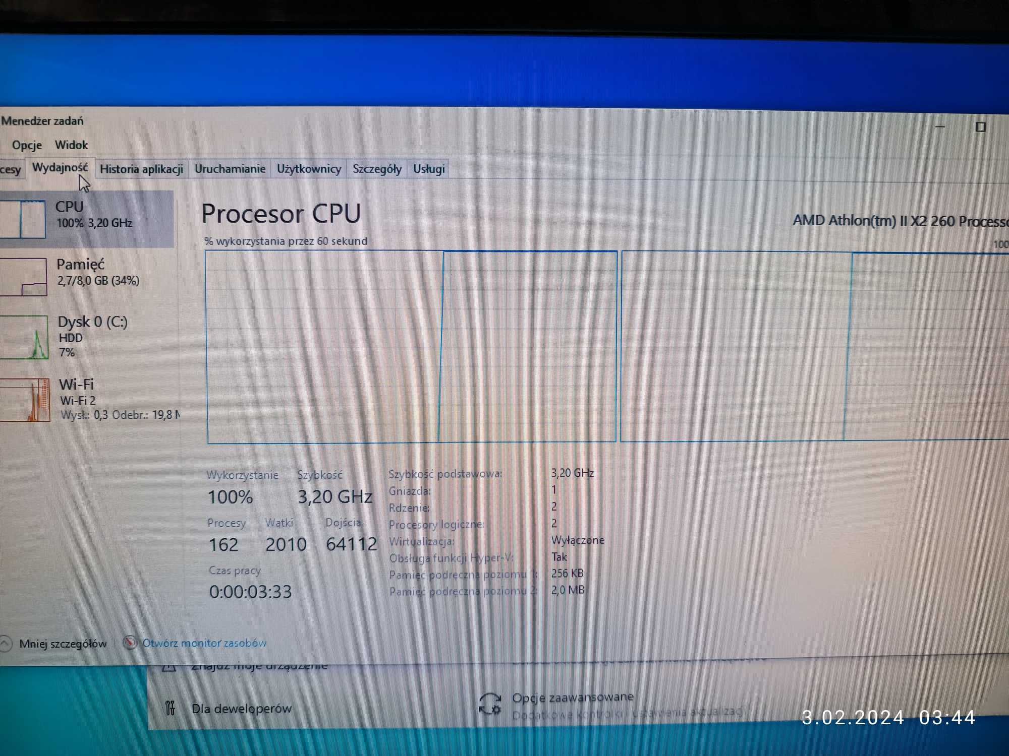 Komputer AMD ATHLON 260, 8 GB RAM WINDOWS 10