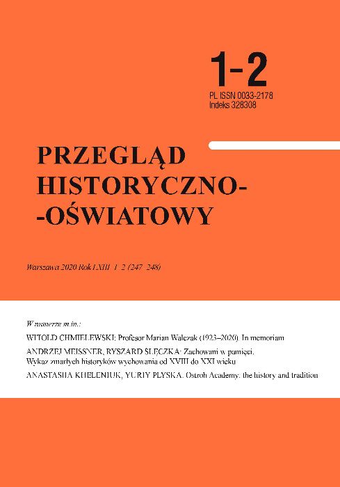 Przegląd historyczno-oświatowy 2020 nr 1-2 PHO - dzieje oświaty