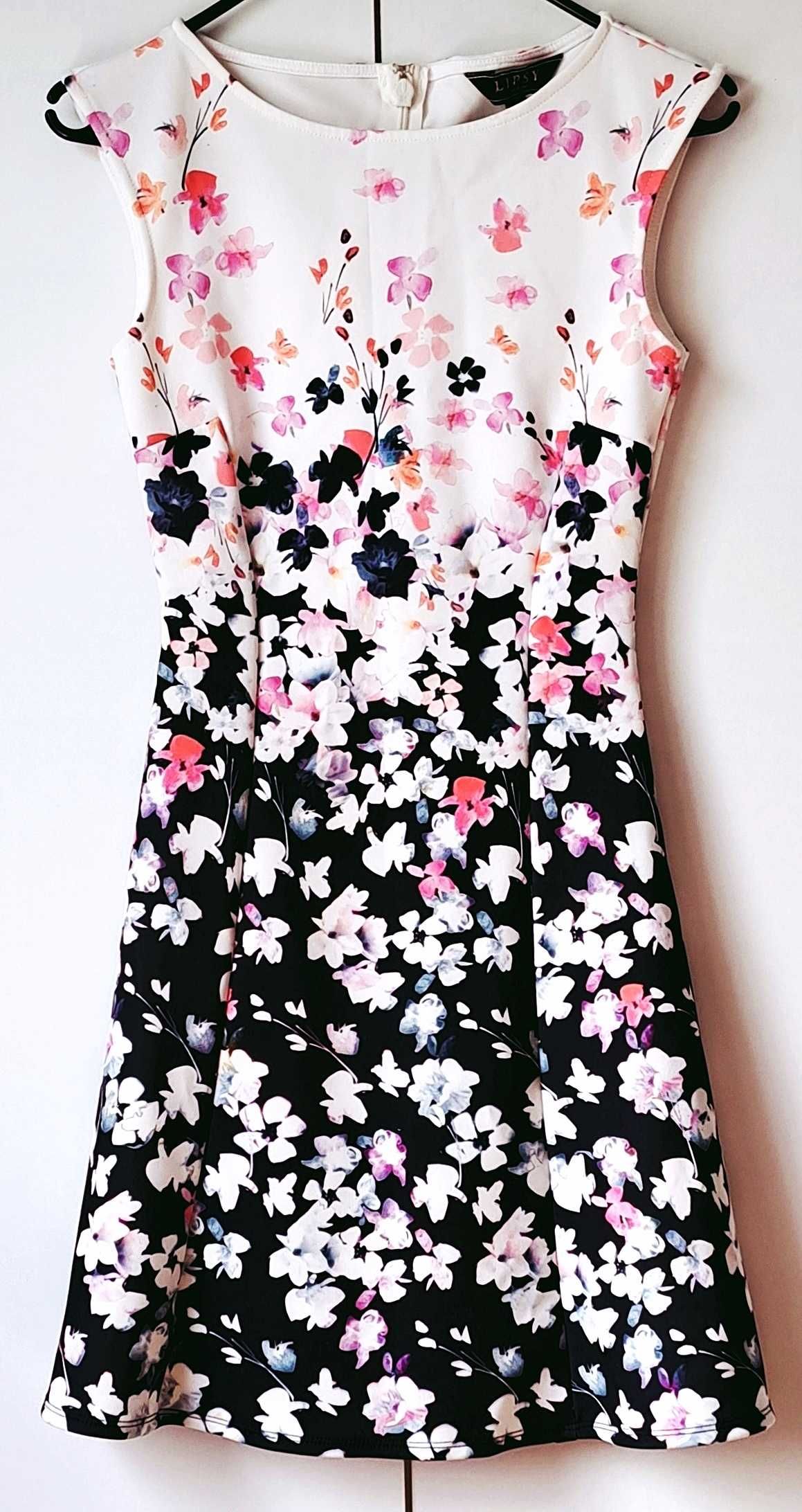 Piękna sukienka midi kwiaty łączka wiosna XS 34