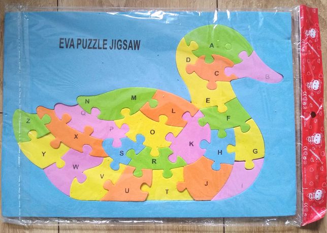 Puzzle piankowe, układanka dwustronne nauka literki i cyferki kolory
