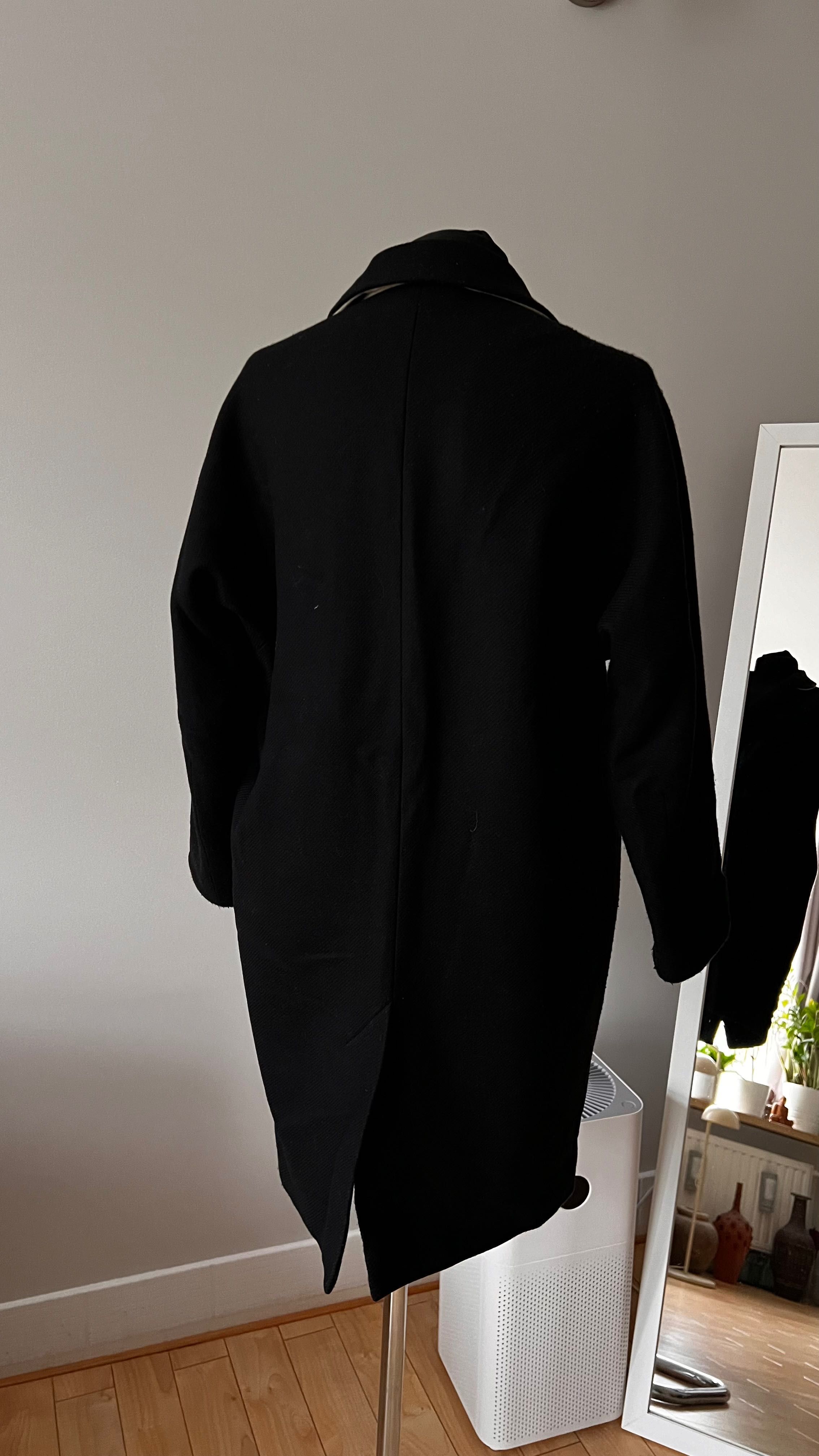 Wełniany płaszcz brytyjskiej marki Whistles XS 75% wełna czarny