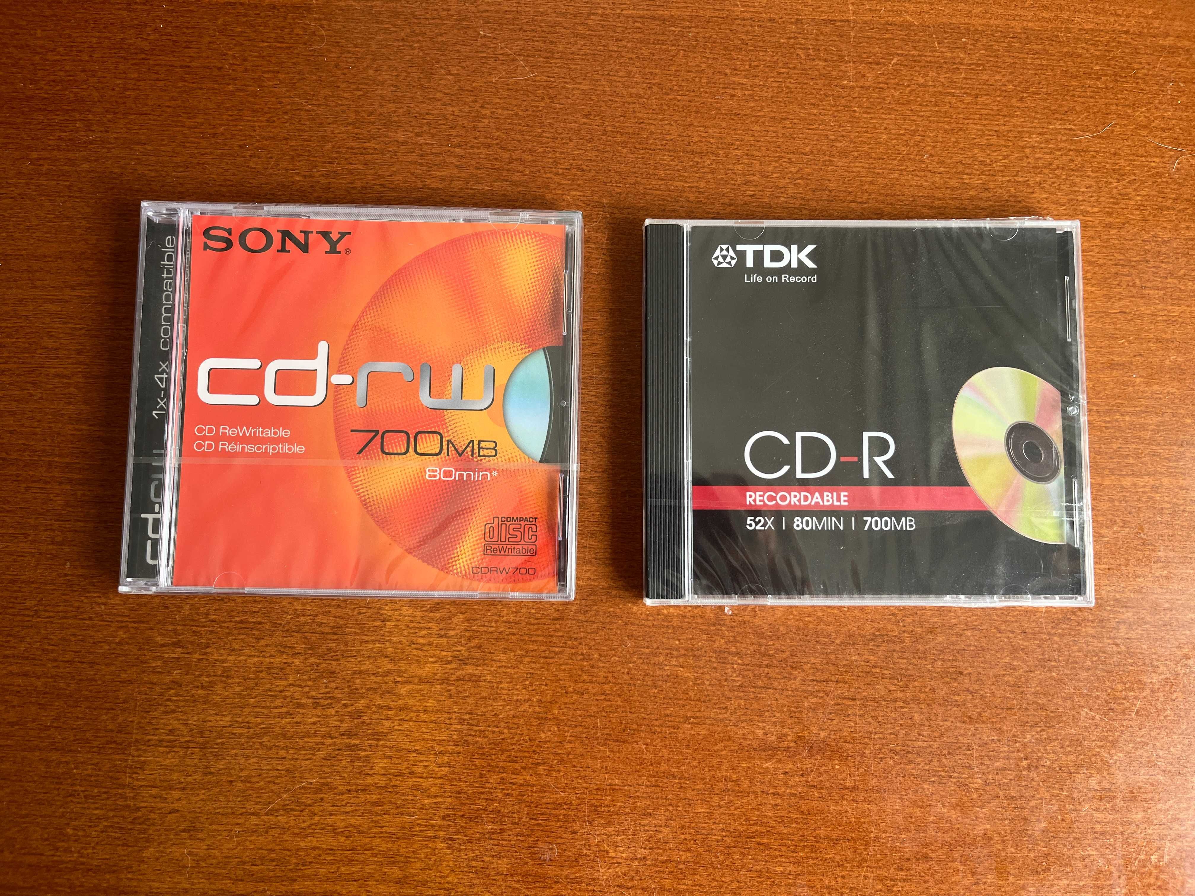 Sony e TDK - CD-RW e CD-R 700Mb 80Min - novos e selados