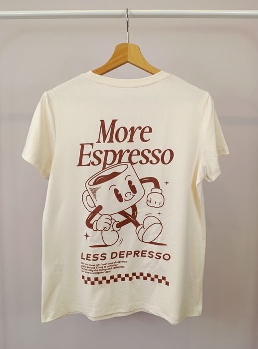 More espresso less depresso damska, męska koszulka sportowa r.S lekka