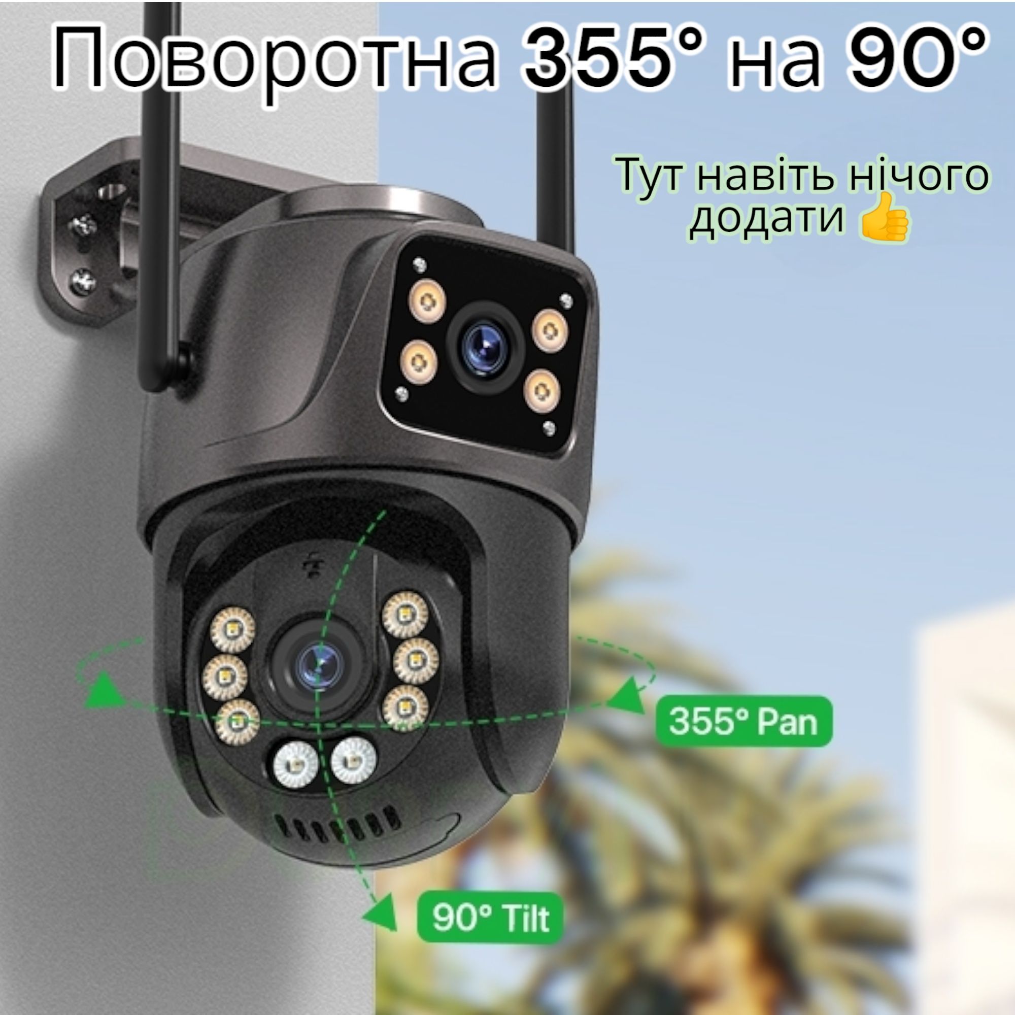 ‼️Камера відеоспостереження поворотна 8 MP два об'єктиви WiFi