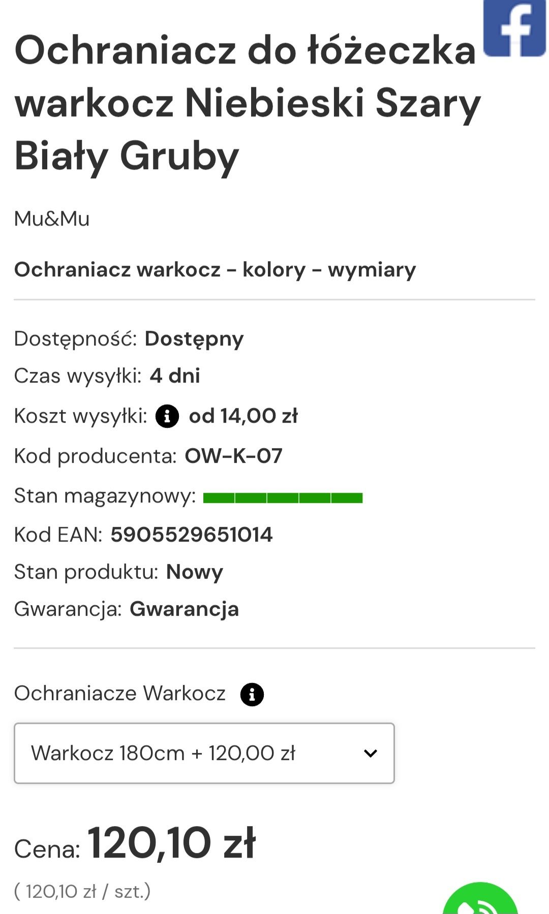 Ochraniacz do łóżeczka warkocz