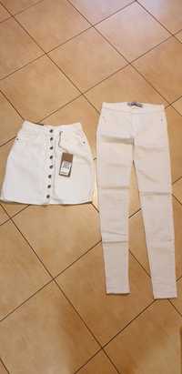 Spodnica biala jeansowa damska xs nowa+ spodnie xs