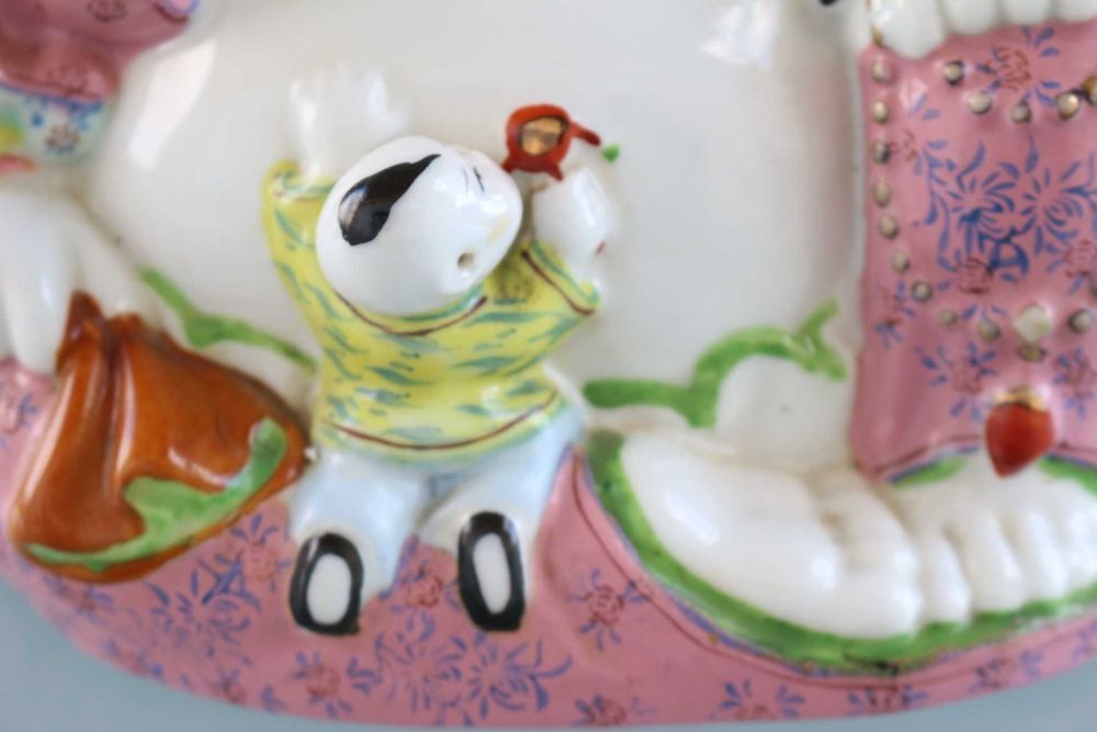 Antigo Buda Fertilidade Porcelana Chinesa Família Rosa 24 cm Marcado