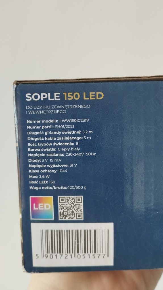 Lampki sople LED 150 5.2 metra