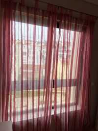 Cortinas de alça chifon rosa