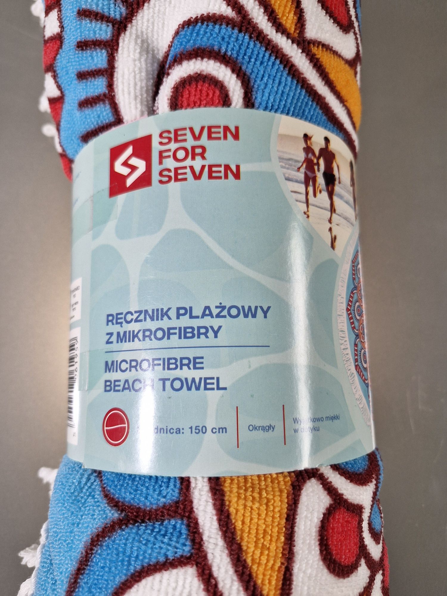 Duży Ręcznik Plażowy Koc Okrągły 150 cm Mikrofibra