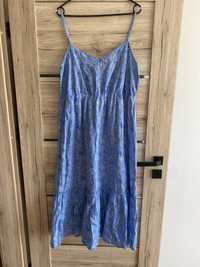 Niebieska bawełniana sukienka na ramiączkach 42