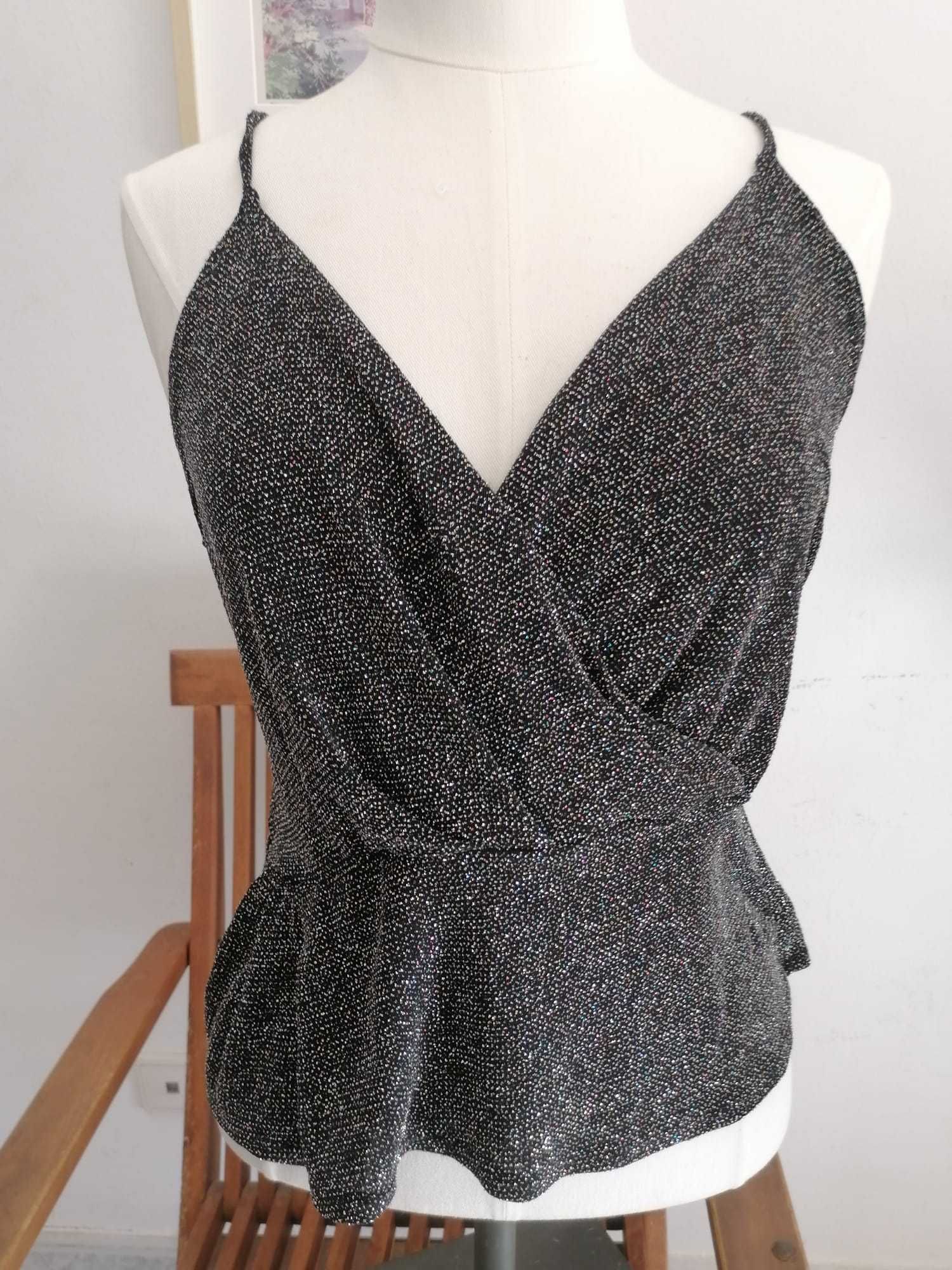 Top Mango Preto com brilho
