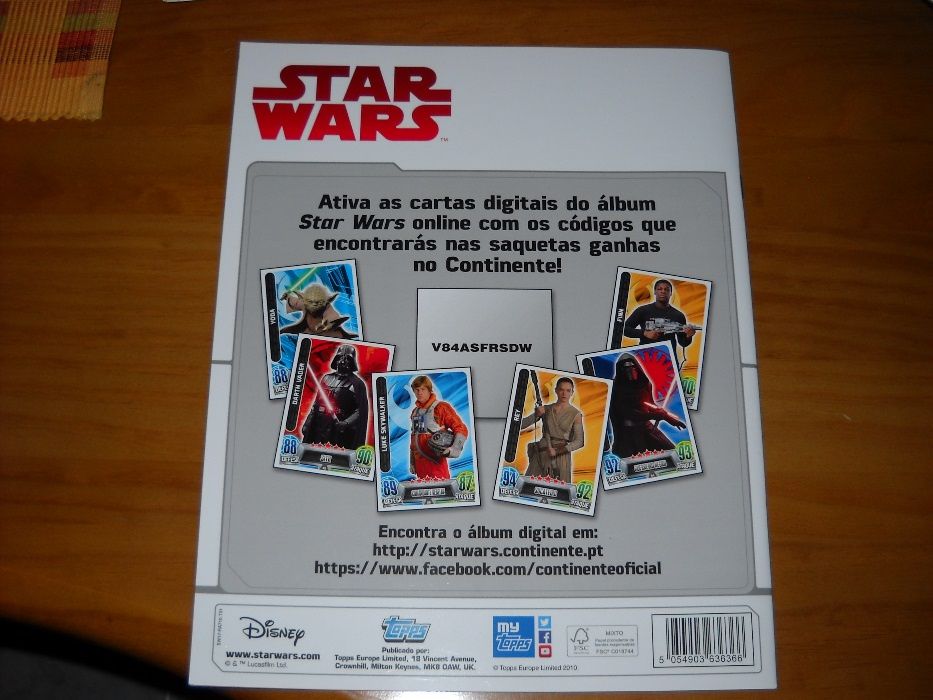 Cartas da caderneta  star wars continente