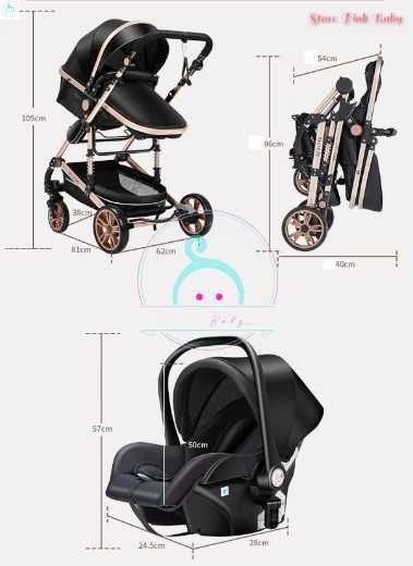 Carrinho de bebé 3 em 1 PinkBaby - Fabulous - Cinza