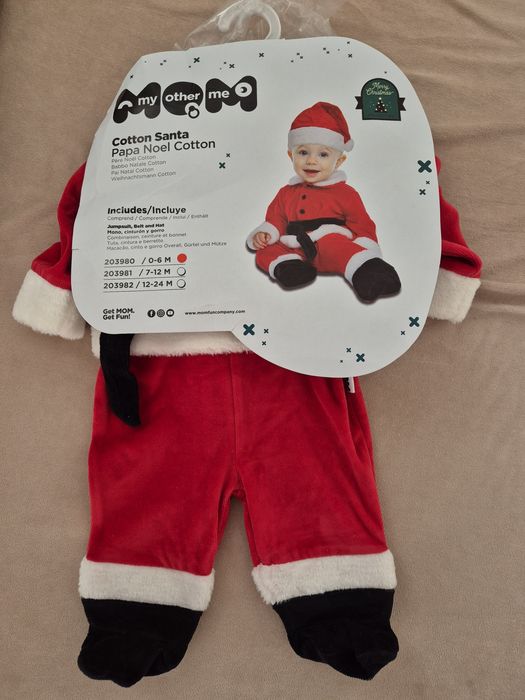 Strój Mikołaja z czapką dla niemowlaka dziecko 0-6 miesięcy