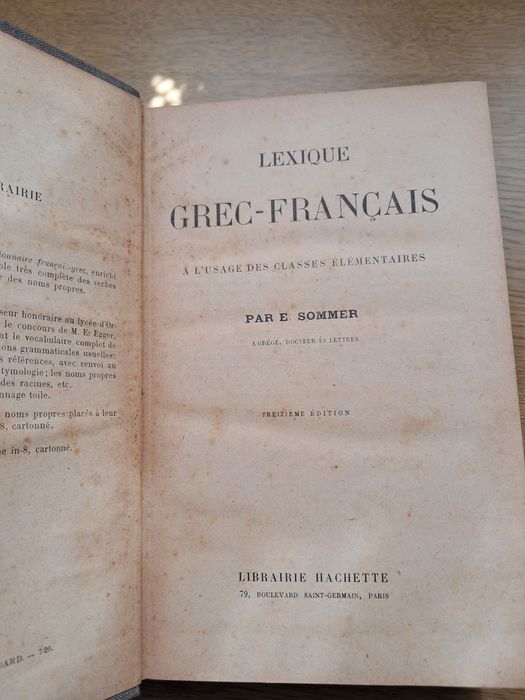 Antigo Dicionário "Lexique Grec-Français"