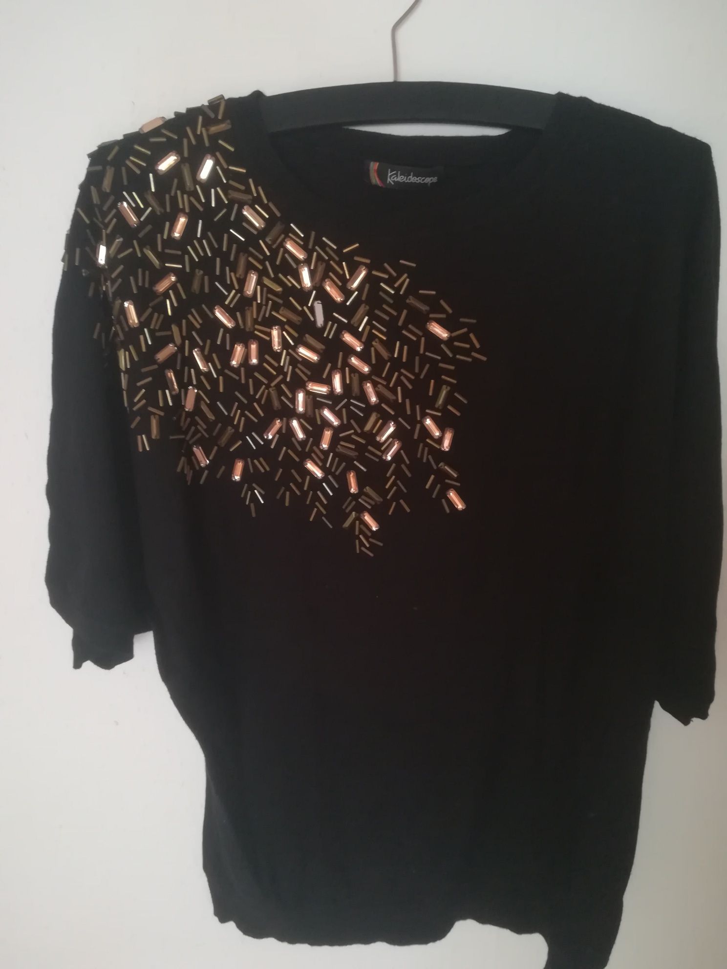 Kaleidoscope dzianinowa bluzka sweter damski czarny z kamieniami L 40