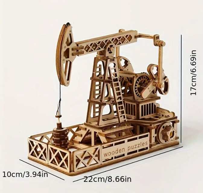 Drewniane Puzzle 3d model Szyb naftowy rafineria Nowe, Prezent