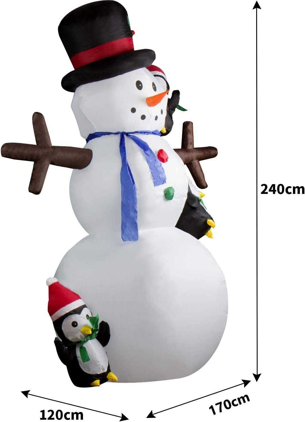 Boneco de neve insuflável de Natal LED, novo