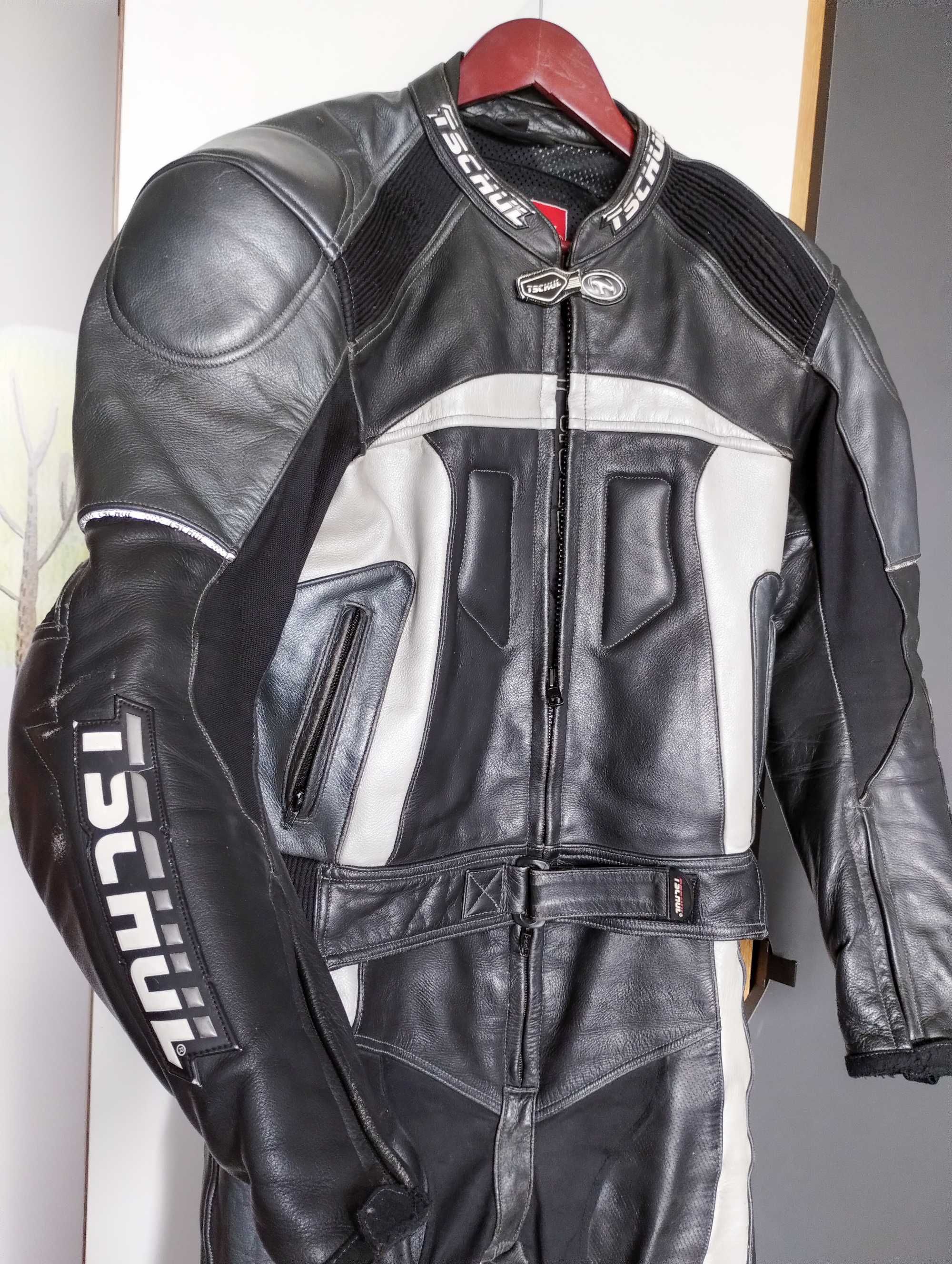 Kombinezon dwuczęściowy motocyklowy męski skórzany Tschul L