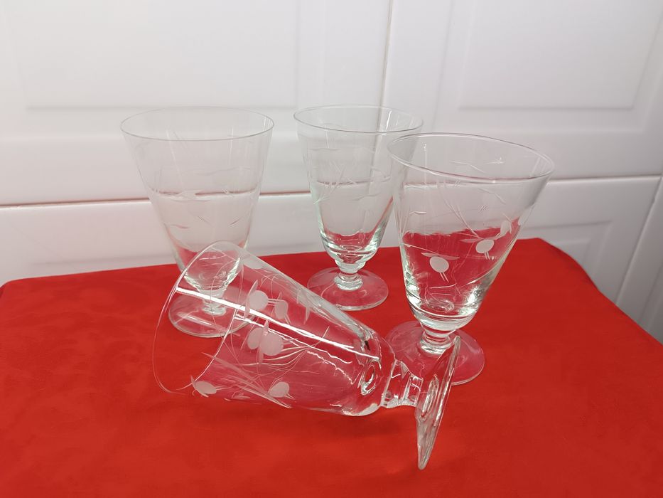 Conjunto 4 Copos Cristal Vintage. 12,5 cm