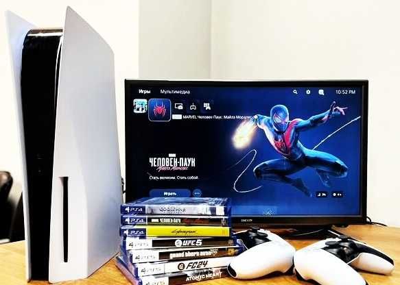Игр.комплект-PS5D(VR,ОбменПриставки/Игр-GTA5/RDR/MK/NFS/Fifa)+2дж+Tv4k