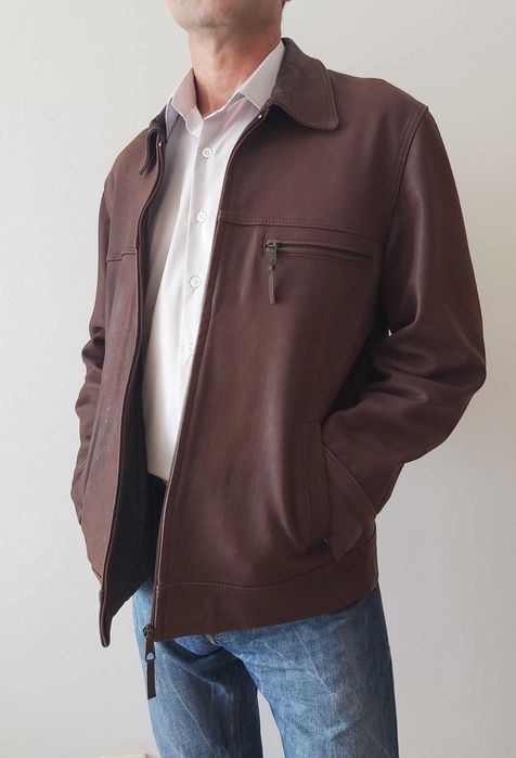 Casaco de couro masculino