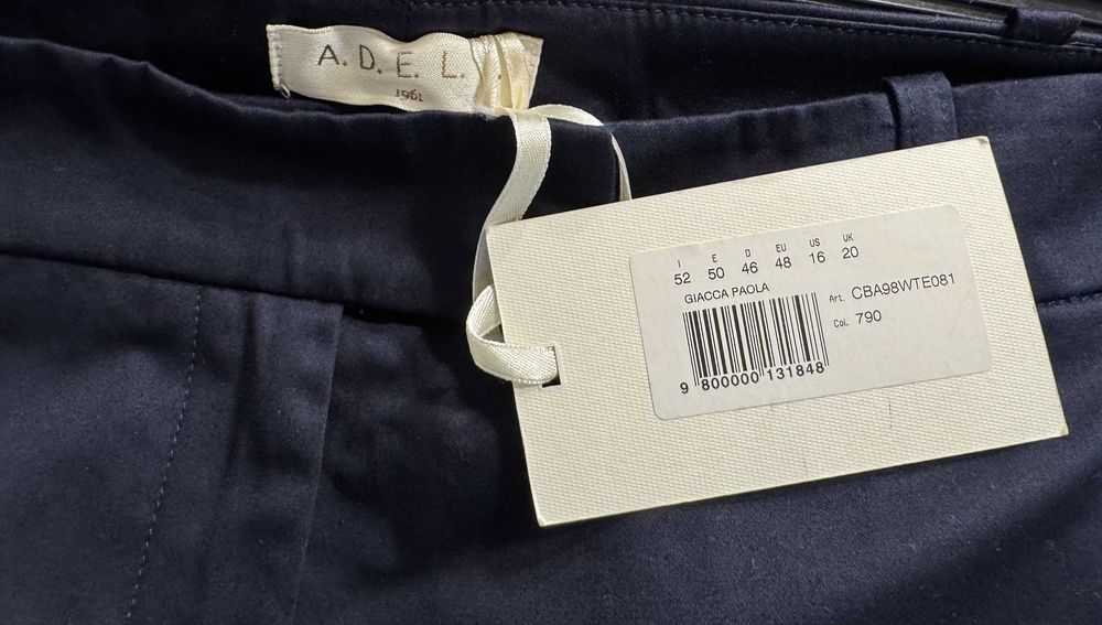 NOWE granatowe spodnie cygaretki 7/8 bawełna kant 44/46 ADELE