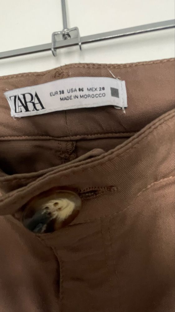 Брюки zara шоколадного кольору