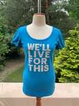 Reserved, niebieski t-shirt z srebrnym napisem, rozm L