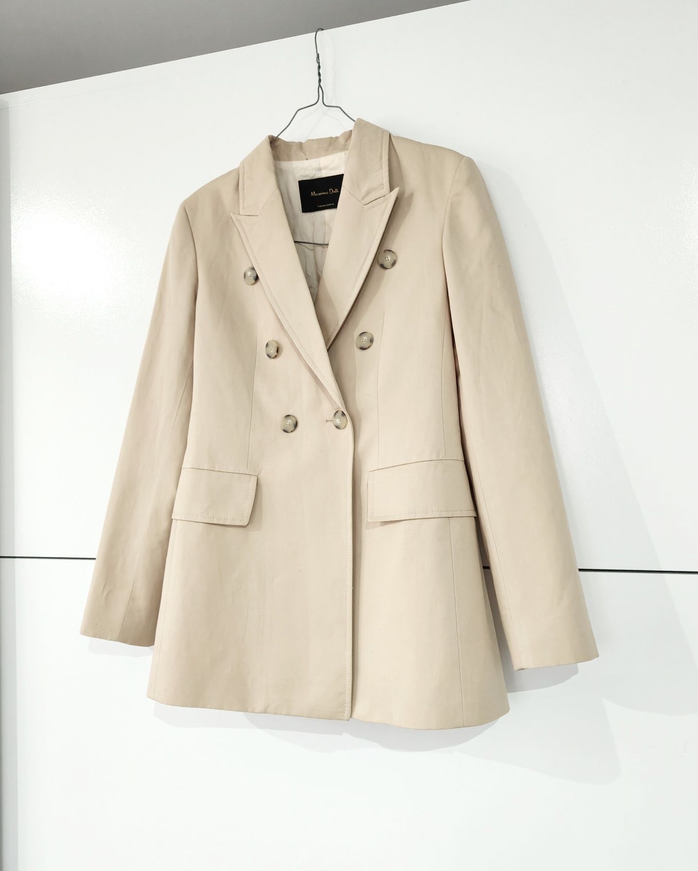 Marynarka Massimo dutti 36 S kremowa beżowa bawełniana lniana