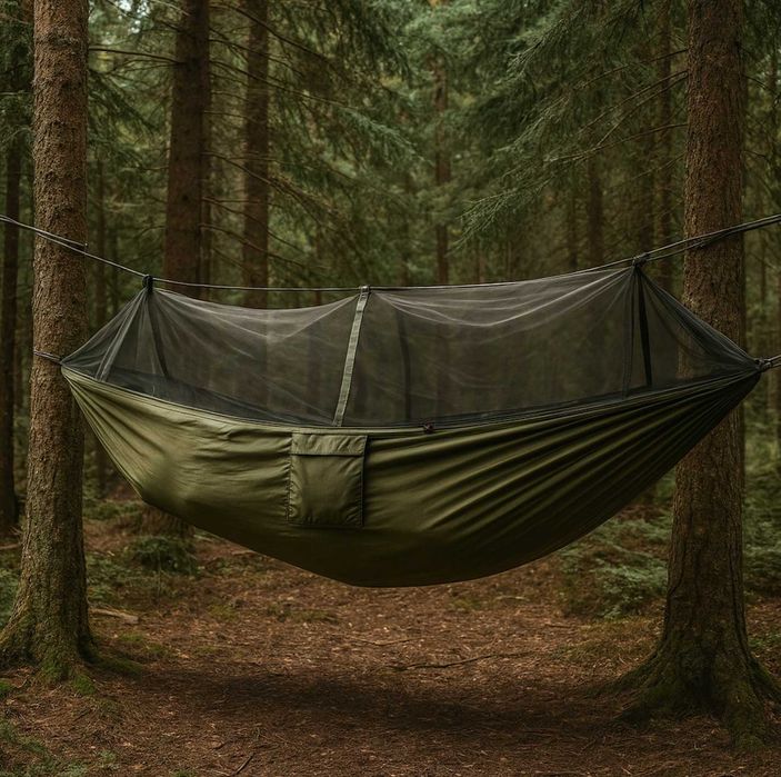 2w1 XXL Mocny Hamak z Moskitierą Turystyczny Survival Biwak +Pokrowiec