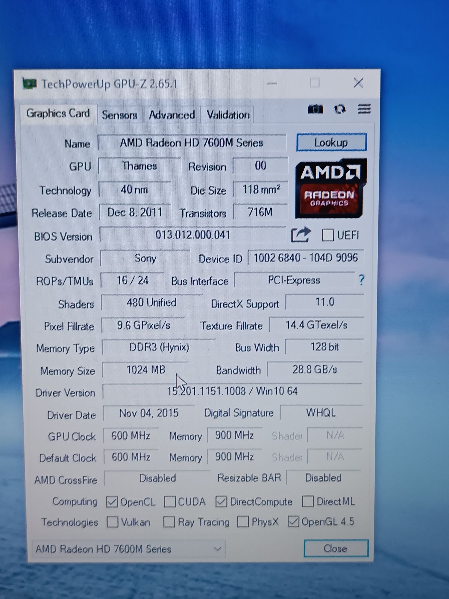Стильний Sony VAIO 14"/Core i3/8 ОЗП/1TB HDD/Radeon 1 Gb