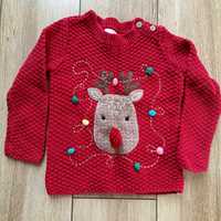 Sweter świąteczny z reniferem, rozmiar 86