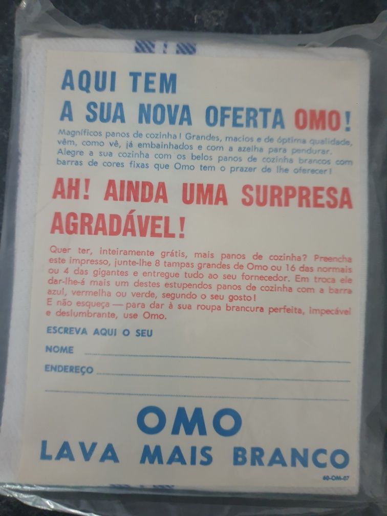 Brindes Detergente OMO - Lava mais Branco - Raridade Selado - Anos 60